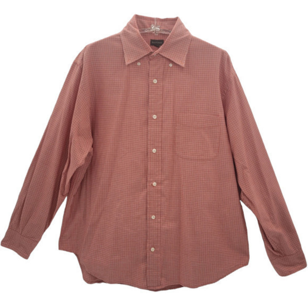 Henry Cotton's Red White Check Long Sleeve Chest‎ Pocket Button Down Dress Shirt